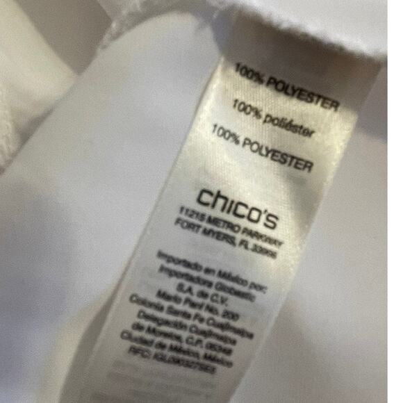 Chico's White V Neck Elbow Length Flutter Sleeve Tunic Top Size Small NWOT - Picture 7 of 9